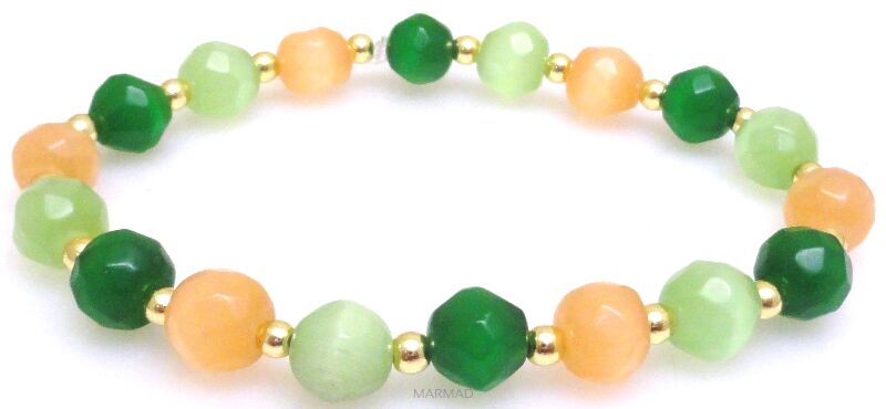 Bransoleta - uleksyt i hematyt złoty - 17,5cm