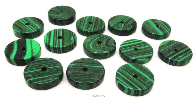 Malachit prasowany - talarek 12x3mm