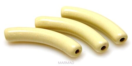 Nakładki na rzemienie i sznurki - walec łuk 50x8mm - ceramika kremowa