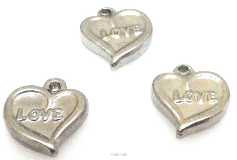Zawieszka - serce z napisem love 12mm - stainless steel