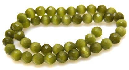 Kocie oko- uleksytowy fasetowany - kula 8mm - zielony oliwkowy