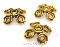 Czapeczki bali na korale - 14mm - antyczne złoto