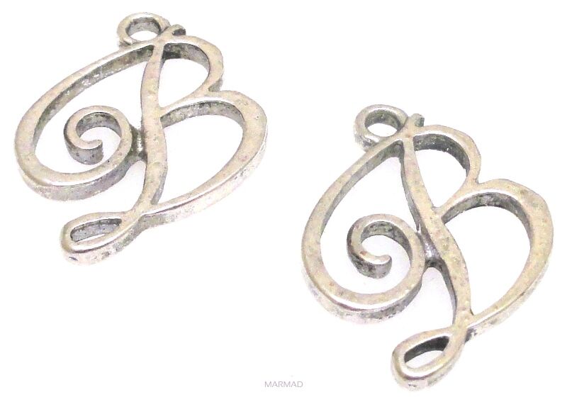 Zawieszka - ozdobna litera B - 22x16mm