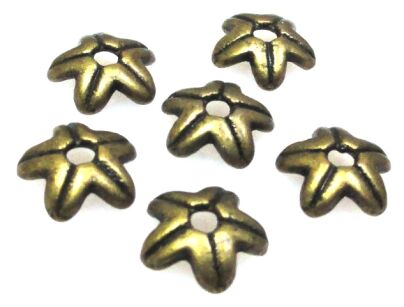 Czapeczki na korale - kwiatek 8mm - antyczny brąz