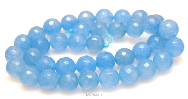 Jadeit fasetowany - kula 10mm - akwamarynowy