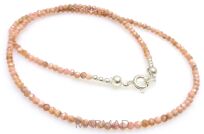 Naszyjnik rodochrozyt naturalny fasetowany kule 2,5mm - srebro 925