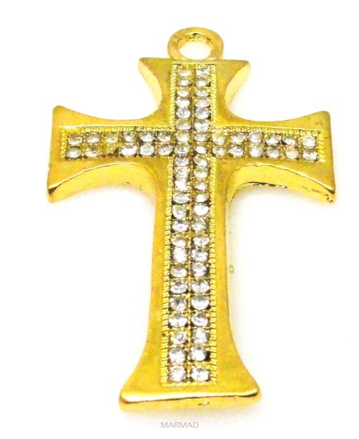 Zawieszka - krzyż z cyrkoniami crystal 50x30mm