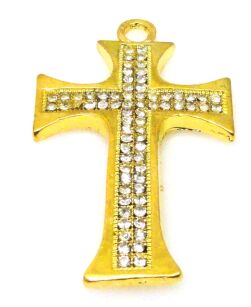 Zawieszka - krzyż z cyrkoniami crystal 50x30mm