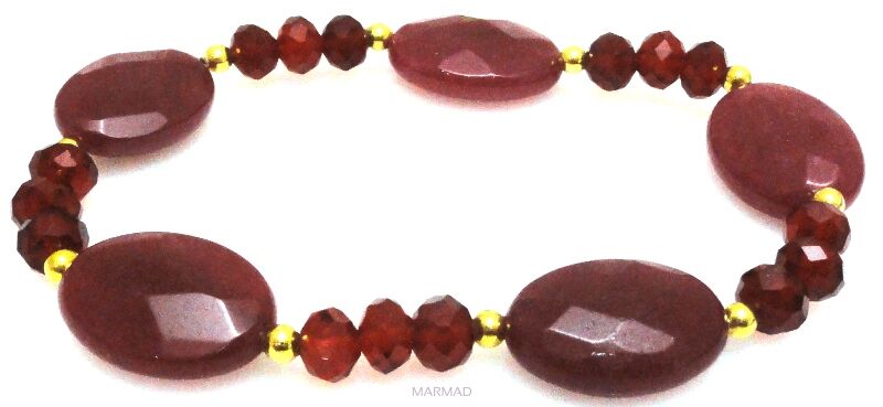 Bransoleta - jadeit fasetowany i kryształki fasetowane - 18cm