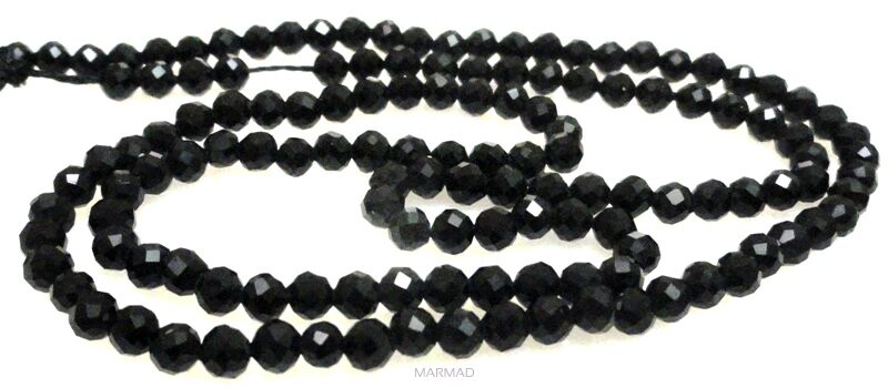 Spinel czarny fasetowany kula 2mm - 1 szt.