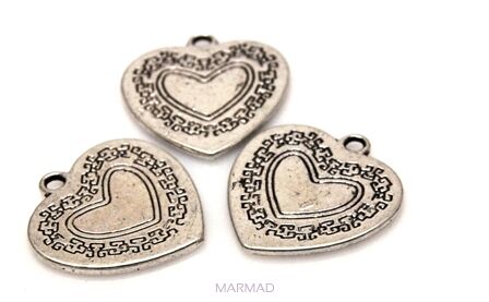 Elelment ozdobny do zawieszania - serce 23x21mm - dwustronne