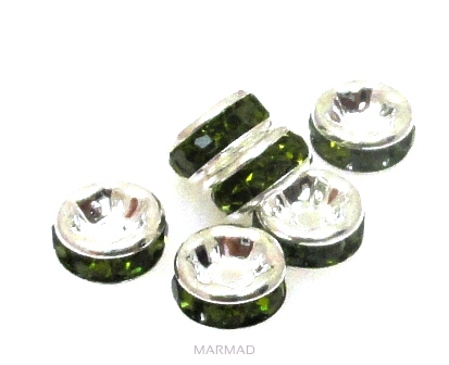 Przekładki z cyrkoniami green - krążki 6mm