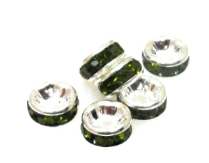 Przekładki z cyrkoniami green - krążki 6mm