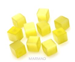 Kocie oko- uleksytowe - kostka 6x6mm - żółty