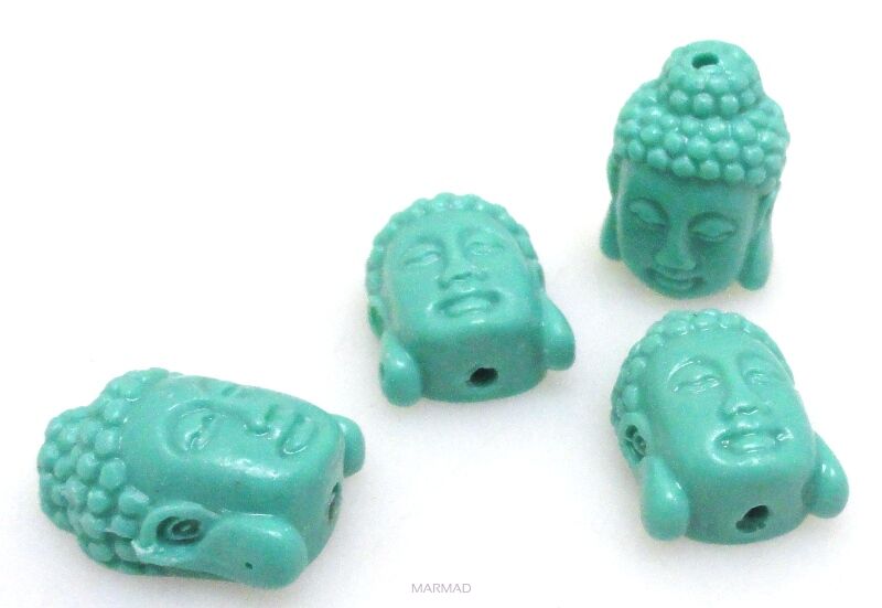 Koral z żywicą - głowa Buddy 15x10mm - turkusowy