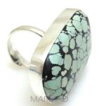 Pierścionek regulowany turkus naturalny 36x25mm + srebro 925