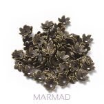 Czapeczka, miseczka, przekładka na korale - liście 10mm - antyczny brąz - 2