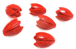 Koral czerwony z żywicą - tulipan 11x8mm