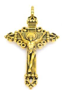 Zawieszka - krzyż 50x27mm - antyczne złoto