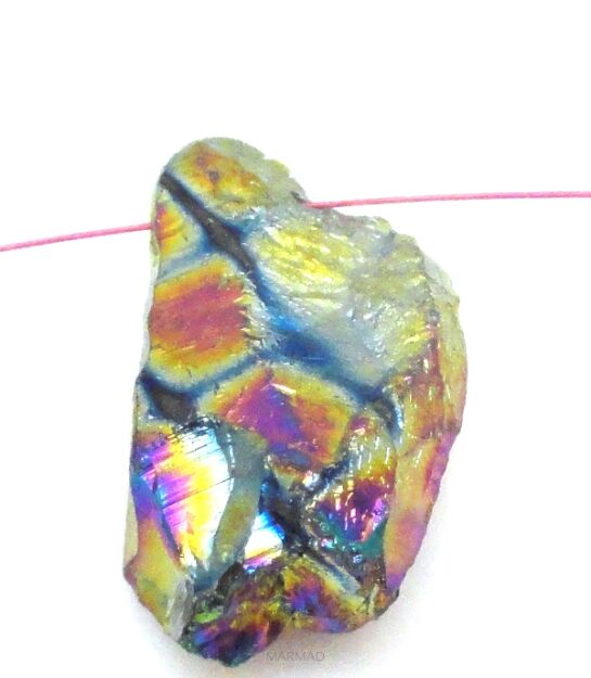 Kwarc pokryty tytanem multikolor - na wisior - 34x17x11mm