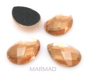 Kaboszon szklany fasetowany - kropla 13x10mm - topaz orange