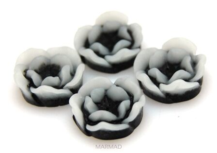 Kaboszon - różyczka czarna 12mm