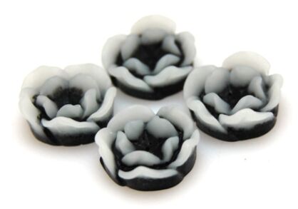 Kaboszon - różyczka czarna 12mm