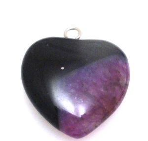 Agat - zawieszka serce z ogniwkiem 22x20x6mm
