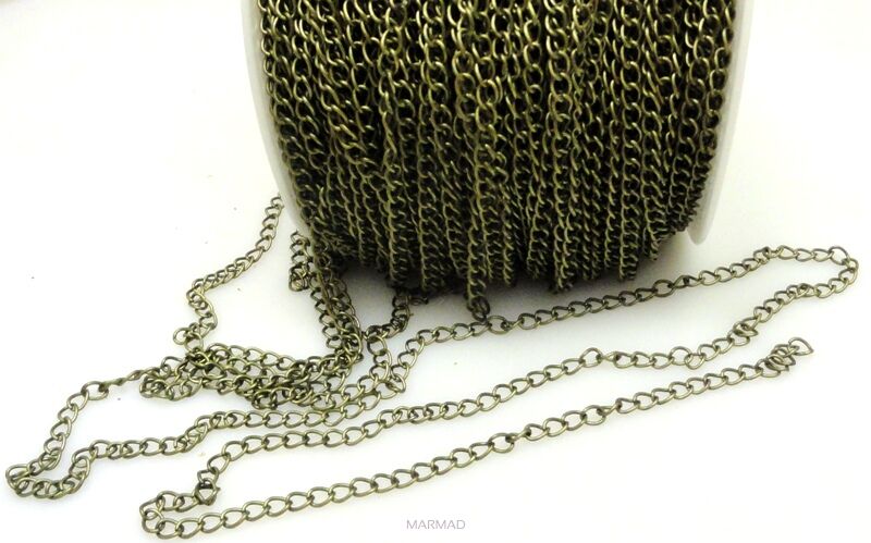 Łańcuszek twist ogniwka 6x4mm - 1 metr - antyczny brąz