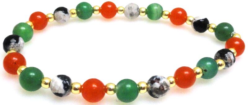 Bransoleta - agat kolorowy i hematyt złoty - 18cm