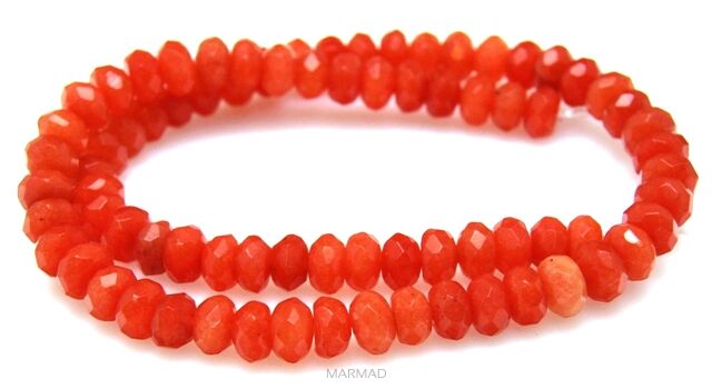 Jadeit fasetowany - oponka 8x4mm - pomarańczowo malinowy