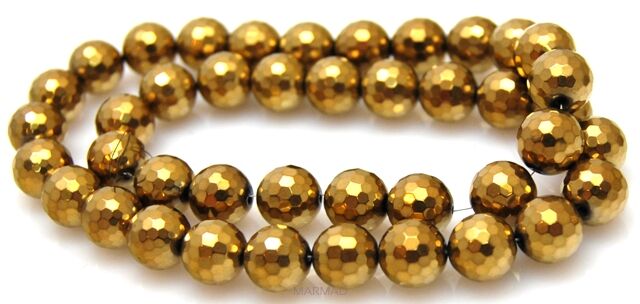 Hematyt fasetowany złoty - kula 10mm