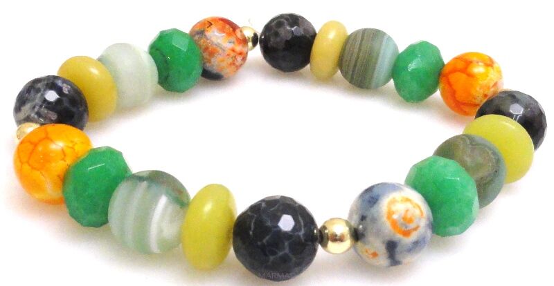 Bransoleta - agat, jadeit i hematyt - 18cm
