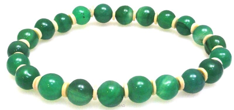 Bransoleta - agat zielony i muszla - 19cm