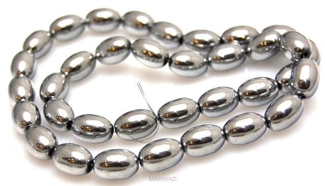 Hematyt srebrny - oliwka 12x8mm