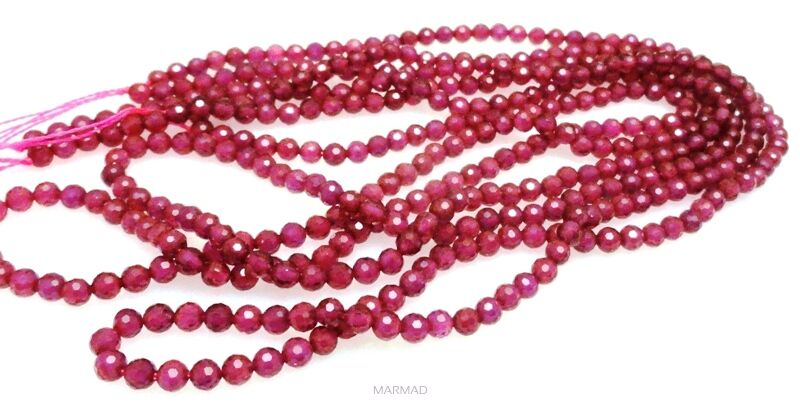 Rubin fasetowany - kula 3mm