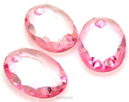 Akryl fasetowany - owal 25x18mm - różowy