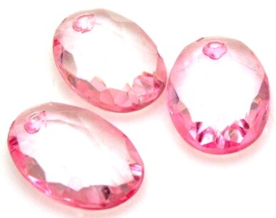 Akryl fasetowany - owal 25x18mm - różowy