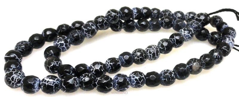 Agat czarny trawiony fasetowany - kula 5,5mm