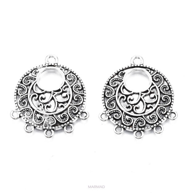 Łącznik, konektor, Baza filigranowa na wisior, kolczyki 35x30mm - srebrny