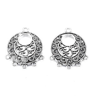 Łącznik, konektor, Baza filigranowa na wisior, kolczyki 35x30mm - srebrny