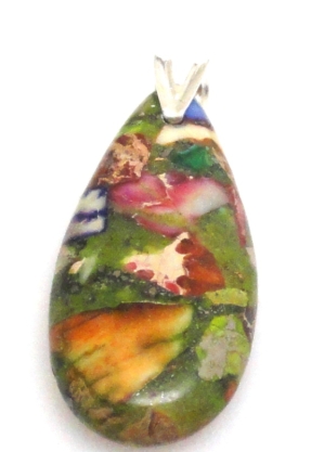 Zawieszka - jaspis cesarski z żywicą kropla 36x15x6mm + srebro 925