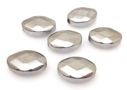 Hematyt fasetowany srebrny - owal 14x10mm