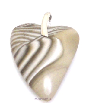 Zawieszka - krzemień pasiasty serce 51x32mm srebro 925