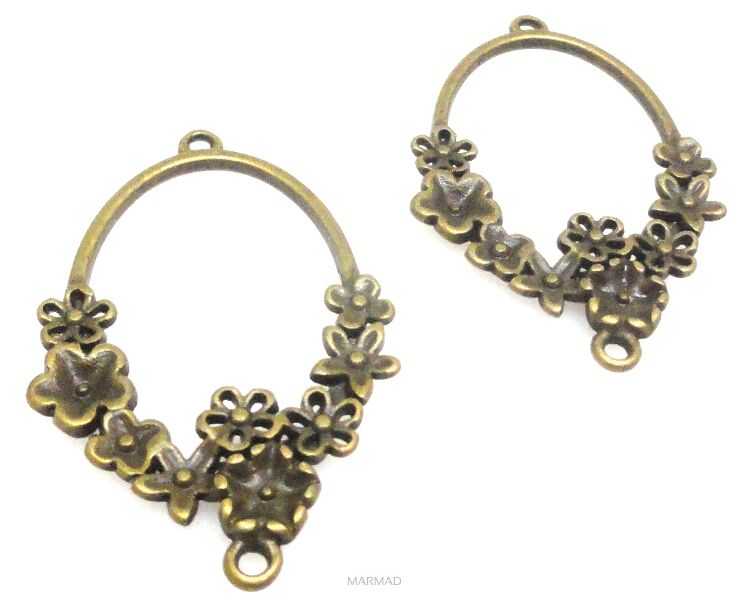 FILIGRAN Baza na wisior, kolczyki 40x25mm  - antyczny brąz