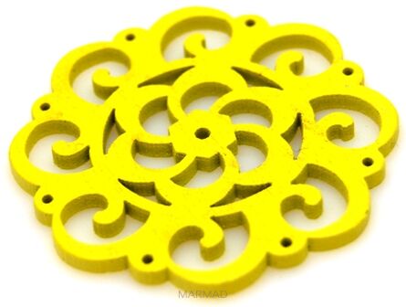 Drewno malowane ażurowe - żółte - 50mm