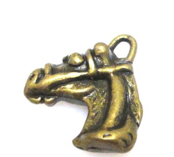 Zawieszka - głowa konia 18x16mm - antyczny brąz