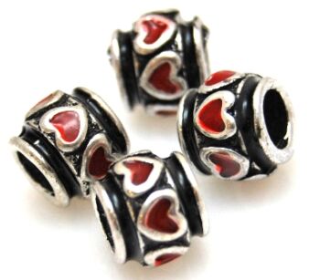 Przekładka ozdobna oksydowana - czerwone serduszka