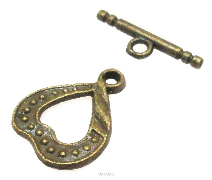 Zapięcie do korali serce - antyczny brąz