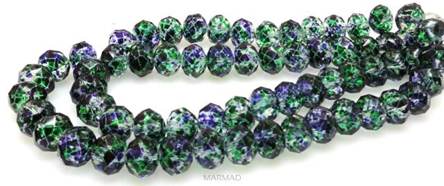 Kryształki fasetowane - oponka 10x7mm - zielono fioletowe